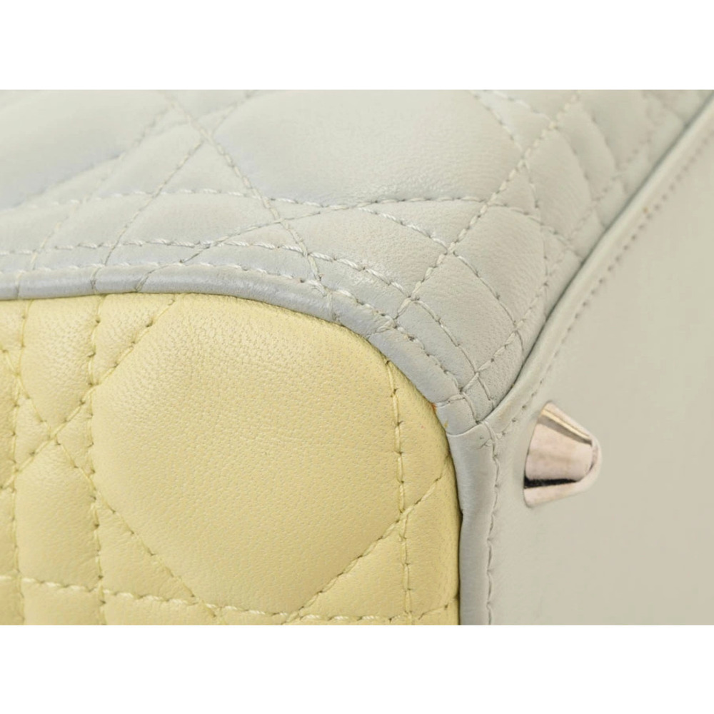 Dior CHRISTIAN Lady Cannage Tricolor Pink Yellow Blue Lambskin - Picture 6 of 9